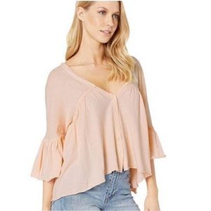 We the free Sweet Little Tee Pink Flounce Sleeve Top size XS